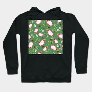 Dragonfruit on green  | Watercolor | Pattern Hoodie